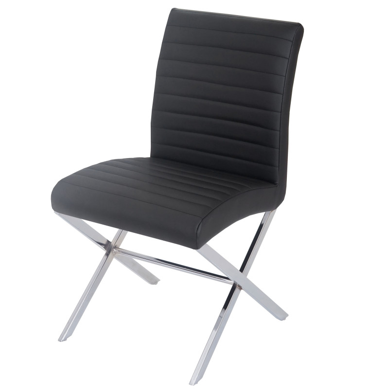 2x chaise de salle à manger Fano, fauteuil, similicuir, chrome - noir