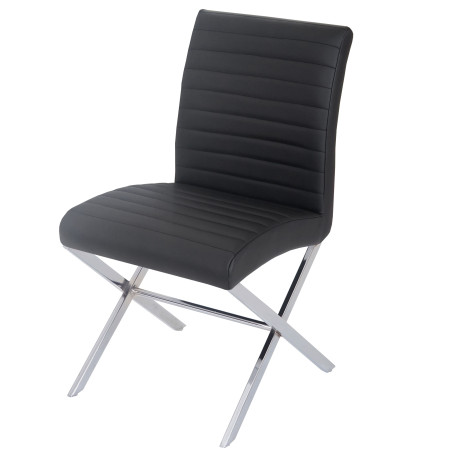 2x chaise de salle à manger Fano, fauteuil, similicuir, chrome - noir