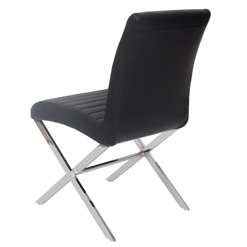 2x chaise de salle à manger Fano, fauteuil, similicuir, chrome - noir