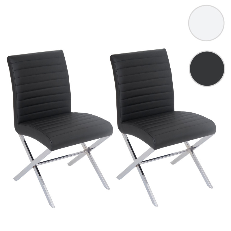 2x chaise de salle à manger Fano, fauteuil, similicuir, chrome - noir