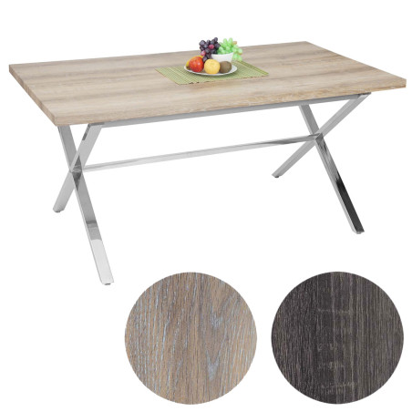Table de salle à manger Fano, table, acier affiné, structure 3D, 160x90cm - aspect chêne foncé