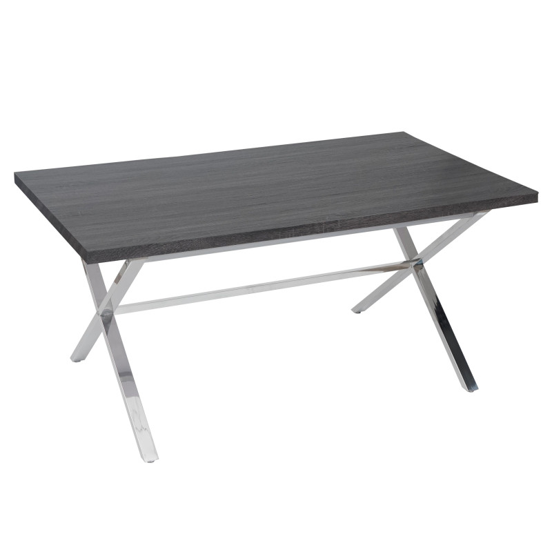 Table de salle à manger Fano, table, acier affiné, structure 3D, 160x90cm - aspect chêne foncé