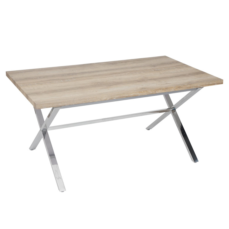 Table de salle à manger Fano, table, acier affiné, structure 3D, 160x90cm - aspect chêne