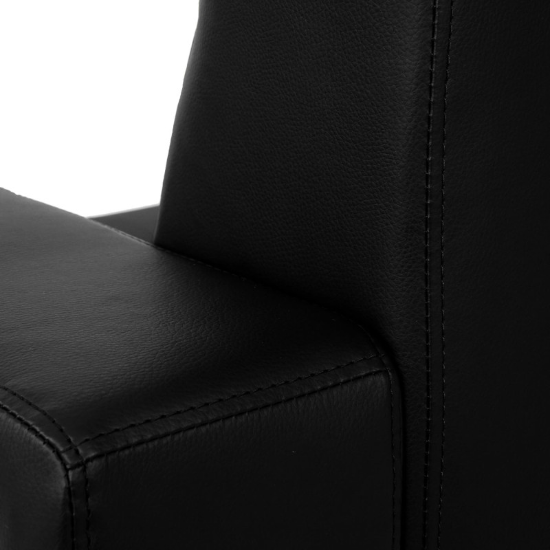 Fauteuil Kunda, fauteuil de salon / club, pieds métalliques - similicuir, noir