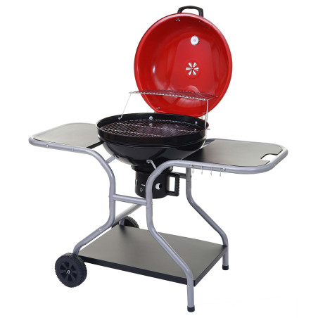 Chariot barbecue Houston, gril à charbon de bois, surface Ø 54cm, bac de cendre, grille de réchauffement