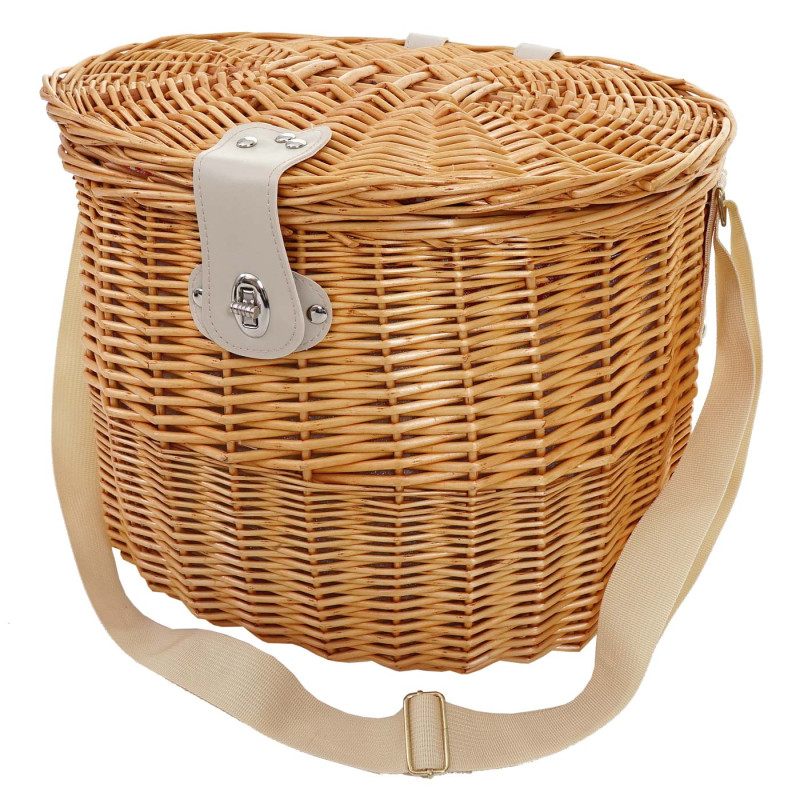 Panier de pique-nique, set pour 2 personnes, sac, porcelaine, verre, rouge / blanc