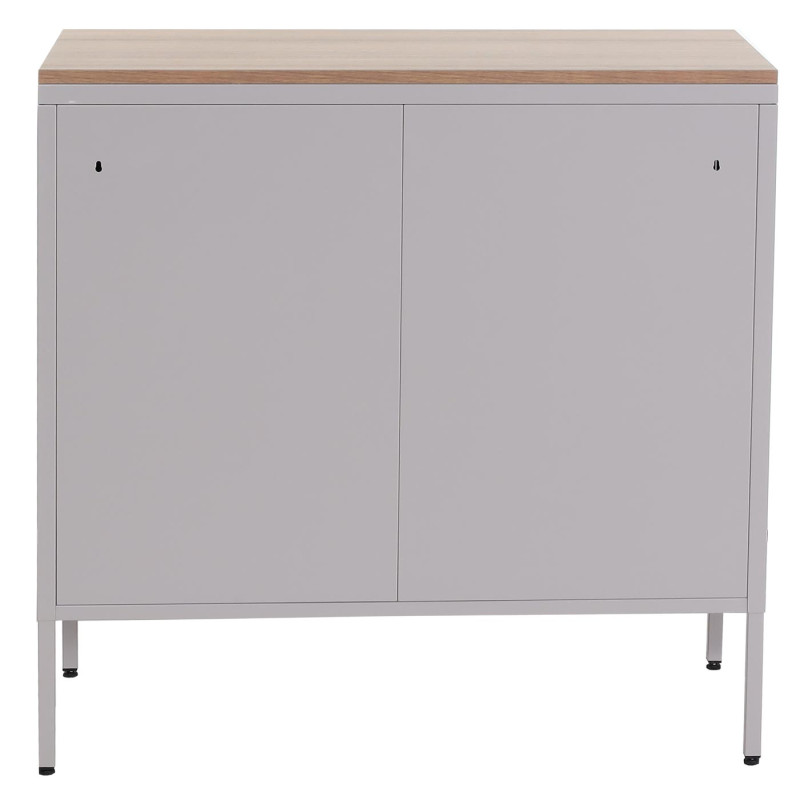 Commode Buffet armoire, 2 portes métal 90x90x40cm, mélaminé - gris