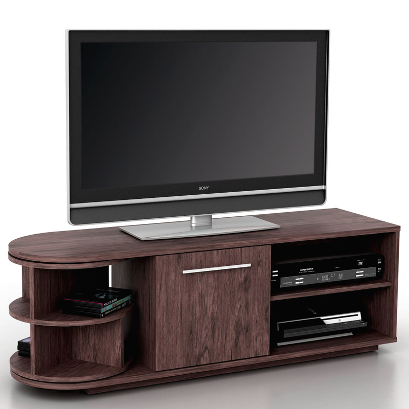 Table basse TV Arau, rack TV, table de télévison avec élément rotatif, 120x45x40cm - aspect chêne foncé