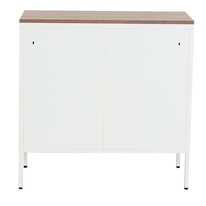 Commode Armoire Buffet, 2 portes métal 90x90x40cm, mélaminé - blanc