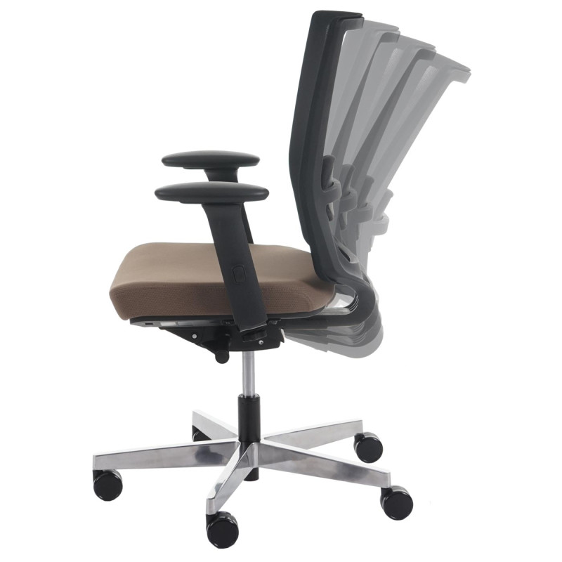 Fauteuil de bureau Belfast, chaise pitovante, ergonomique - taupe