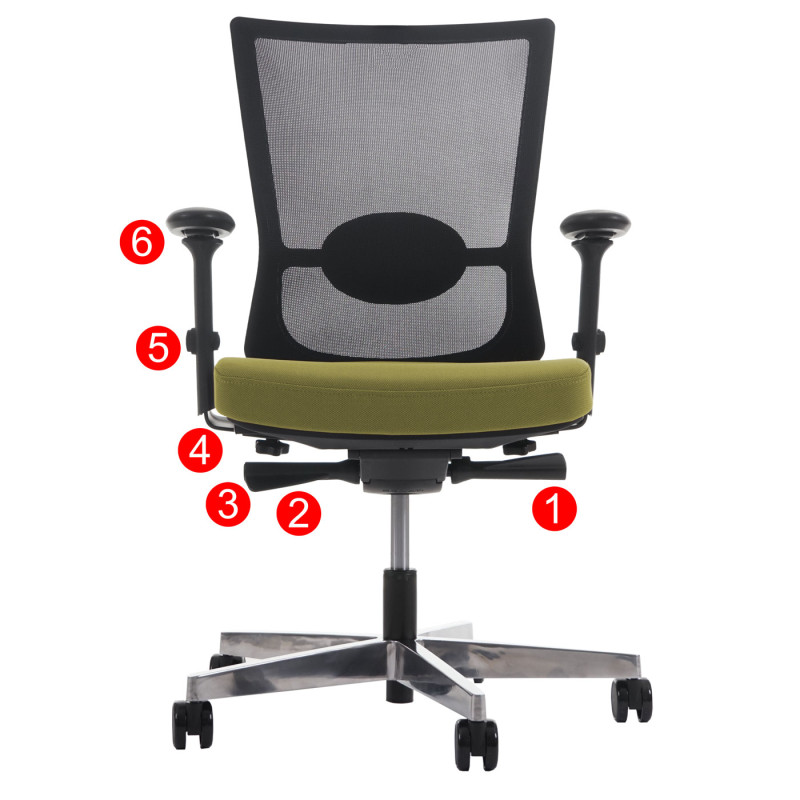 Fauteuil de bureau Belfast, chaise pitovante, ergonomique - vert olive