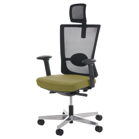 Fauteuil de bureau Belfast, chaise pitovante, ergonomique - vert olive, avec appui-tête