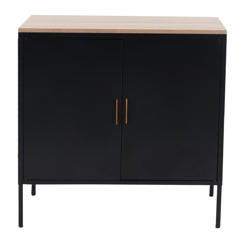 Commode Armoire Buffet, 2 portes métal 90x90x40cm, mélaminé - noir