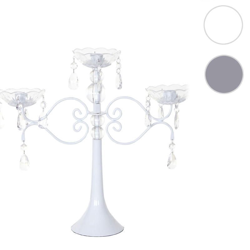 Bougeoir cristal, chandelier, candélabre, acrylique, à 3 branches 37x40x40cm - argent