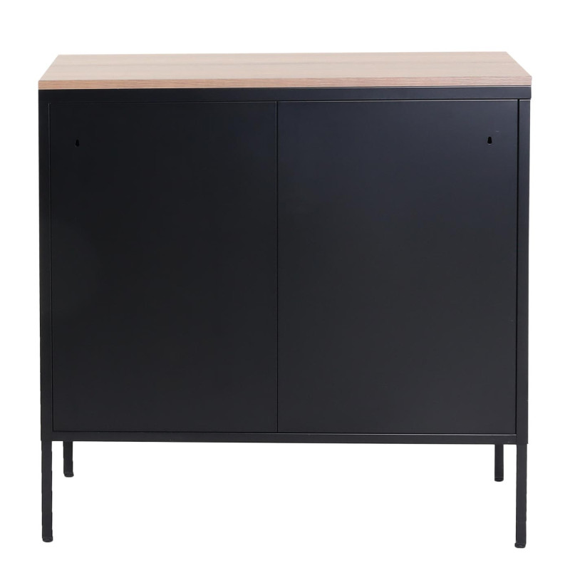 Commode Armoire Buffet, 2 portes métal 90x90x40cm, mélaminé - noir