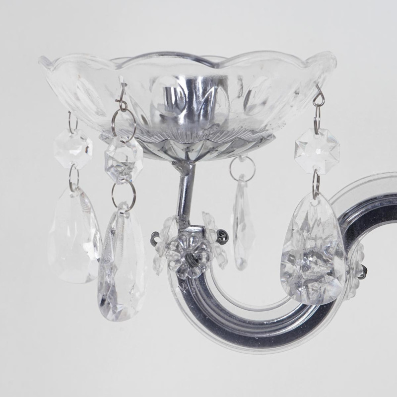 Bougeoir cristal, chandelier, candélabre, acrylique, à 5 branches 44x35x35cm - argent