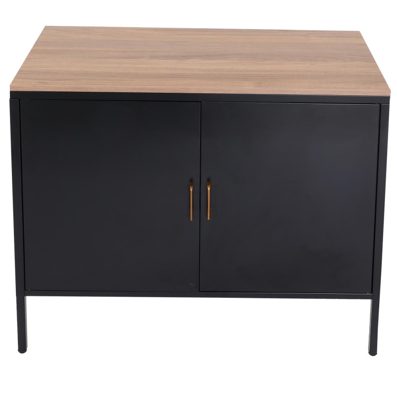 Commode Armoire Buffet, 2 portes métal 90x90x40cm, mélaminé - noir