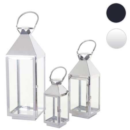 Lot de 3 lamparos Glasgow, lampe tempête, lanterne de jardin, hauteur 53/38/25cm - noir