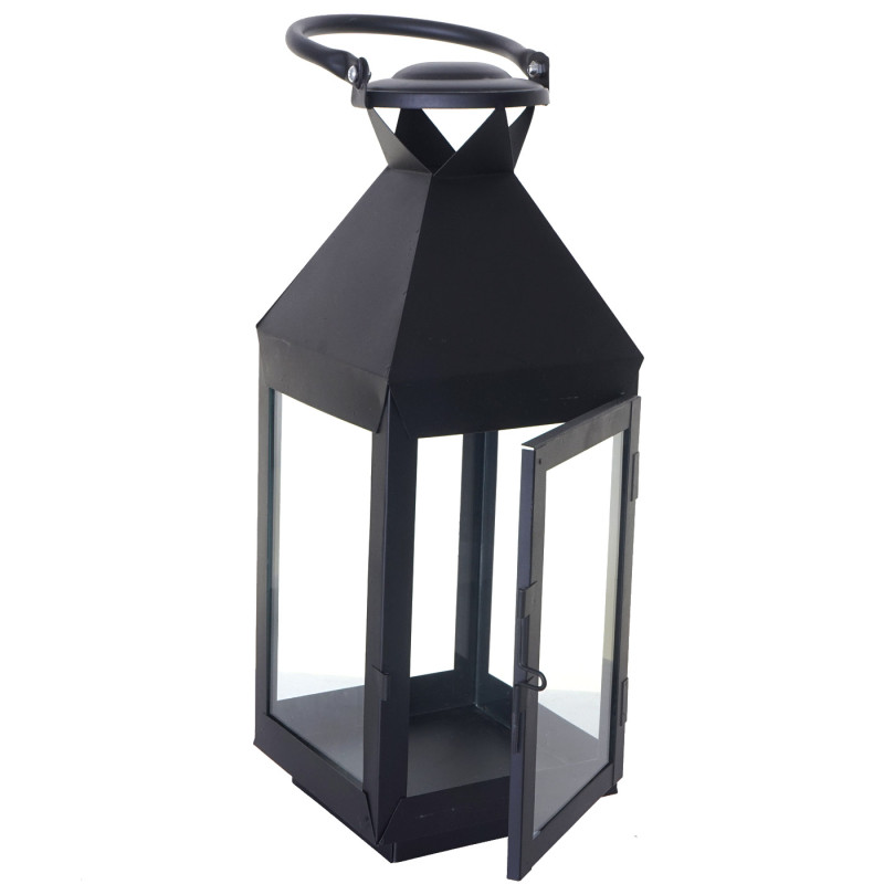 Lot de 3 lamparos Glasgow, lampe tempête, lanterne de jardin, hauteur 53/38/25cm - noir