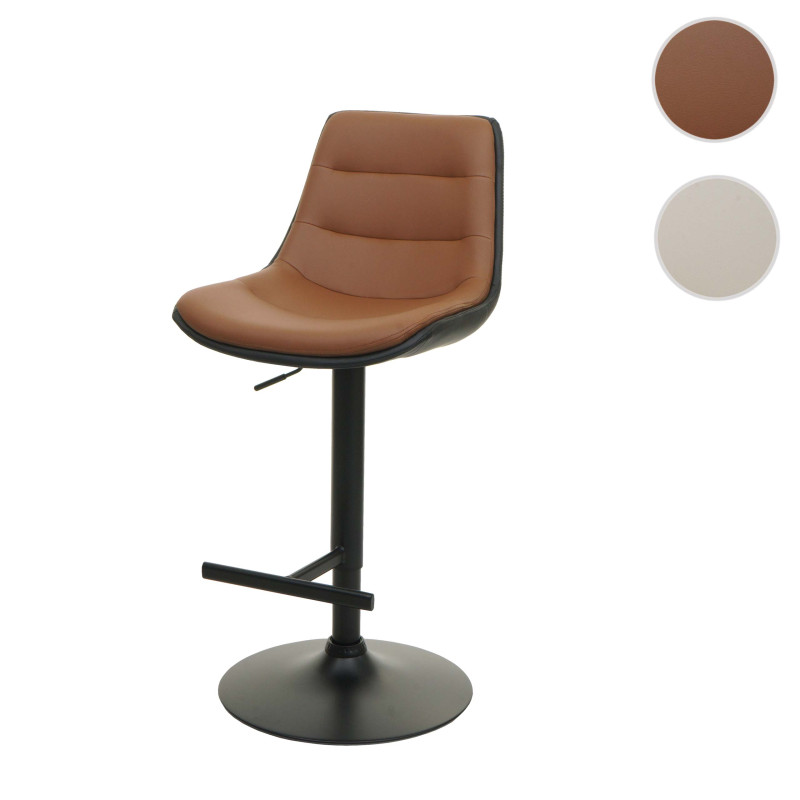 Lot de 2 tabourets de bar chaise de bar pivotant, hauteur réglable avec dossier similicuir - crème-beige