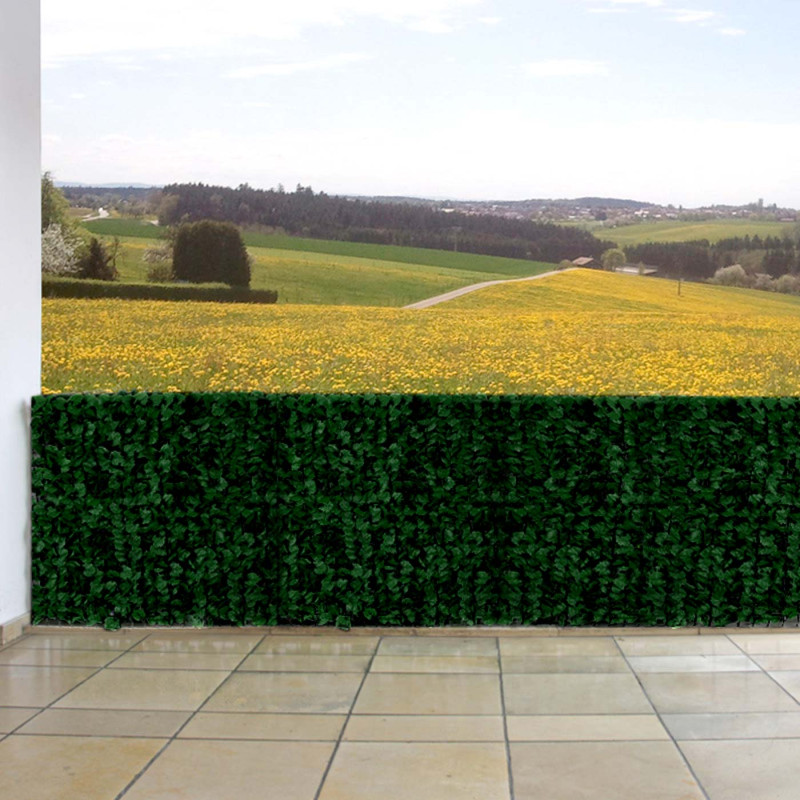 Pare-vue balcon haie hêtre, abat-vent, enveloppement pour terrasse, clôture - feuilles foncées 300x100cm