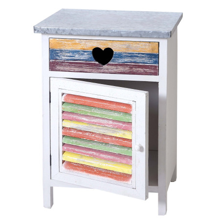 Commode Reno, armoire, style shabby, vintage, multicolore 64x41x33cm - blanc