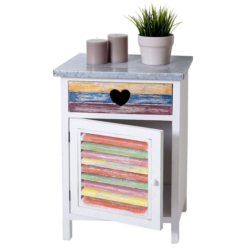 Commode Reno, armoire, style shabby, vintage, multicolore 64x41x33cm - blanc