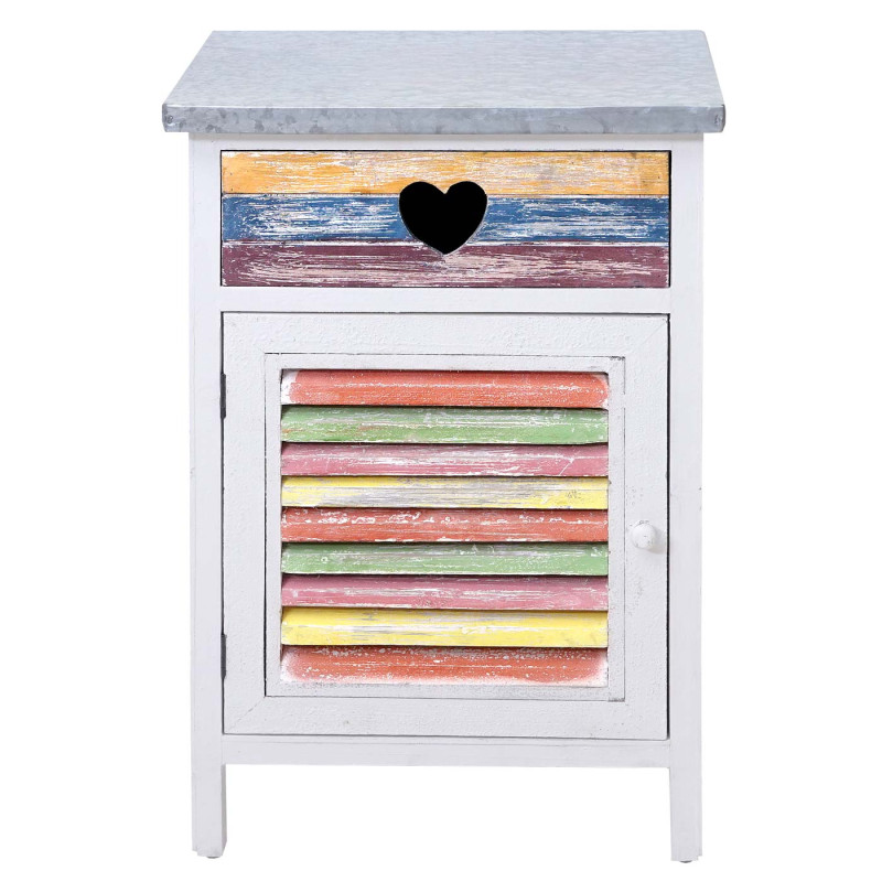 Commode Reno, armoire, style shabby, vintage, multicolore 64x41x33cm - blanc