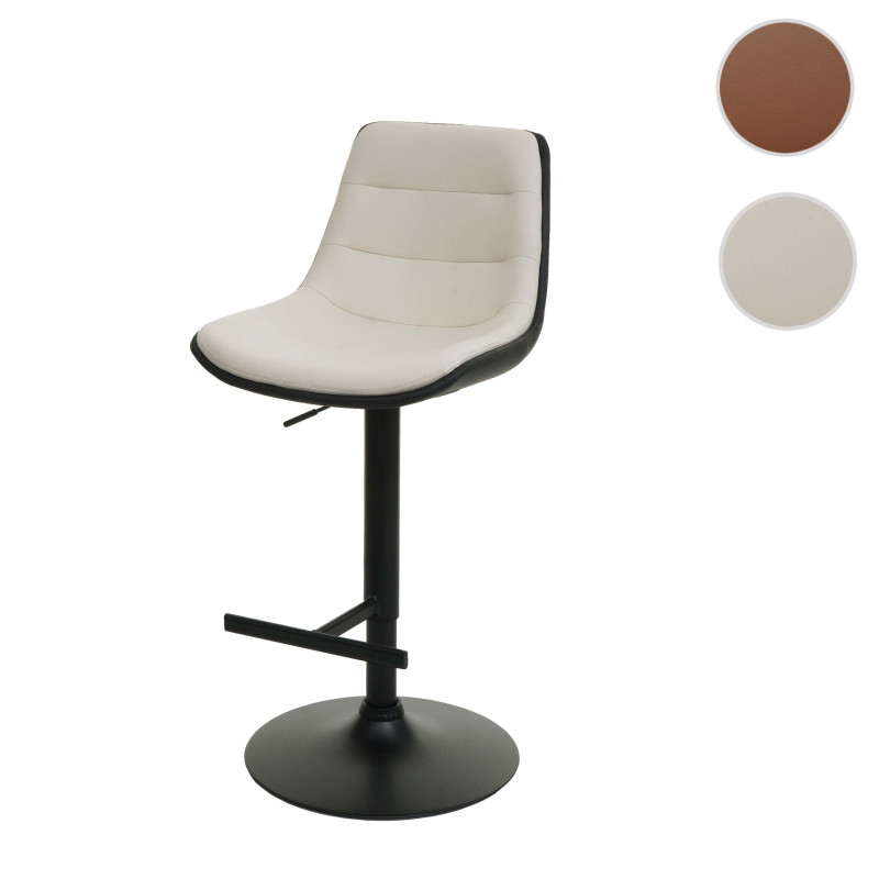 Lot de 2 tabourets de bar chaise de bar pivotant, hauteur réglable avec dossier similicuir - crème-beige