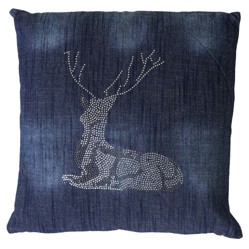 Lot de 3 coussins de décoration, cerfs + écriture, coussins avec bourrage, 45x45cm