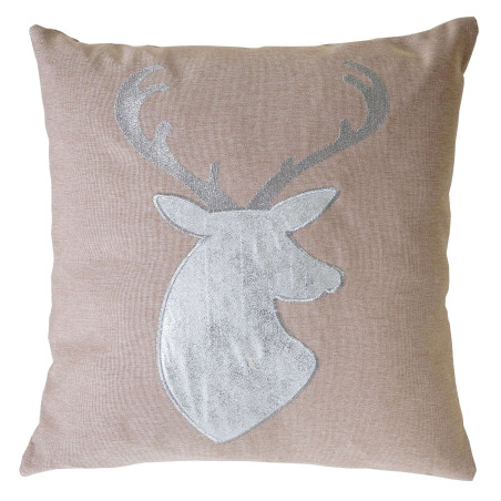 Coussin de décoration, cerf, coussin avec bourrage, marron, effet brillant, 45x45cm