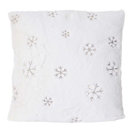 Coussin de décoration, neige, coussin avec bourrage, blanc, duveteux, pailleté, 45x45cm