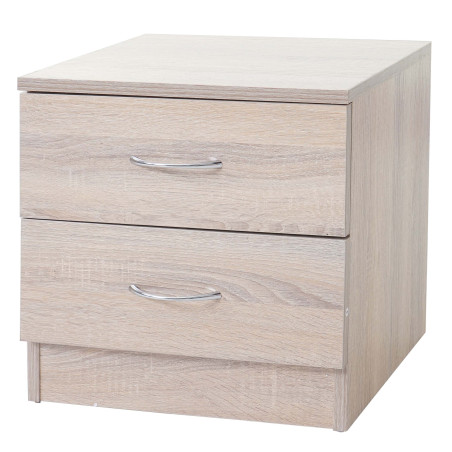 Commode Reno, Aarhus, table de chevet / nuit, 2 tiroirs 41x40x35cm - aspect chêne