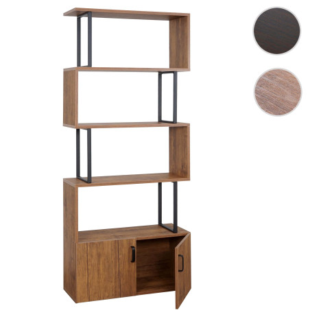 Bibliothèque étagère sur pied séparateur de pièce, compartiment de rangement avec porte 183x80cm structure 3D - brun foncé