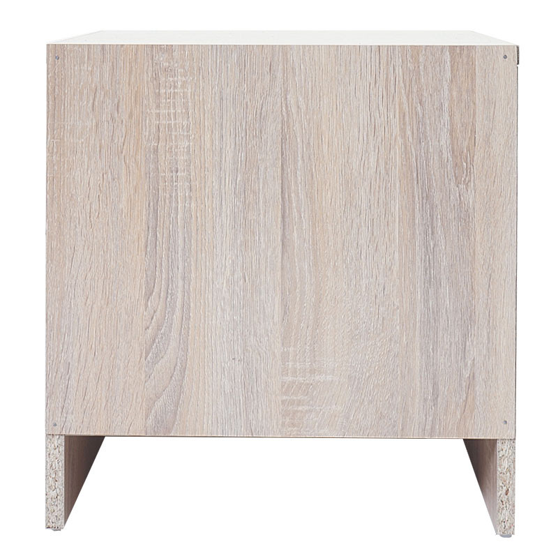 Commode Reno, Aarhus, table de chevet / nuit, 2 tiroirs 41x40x35cm - aspect chêne