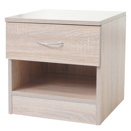 Commode Reno, Aarhus, table de chevet / nuit, 1 tiroir 41x40x35cm - aspect chêne