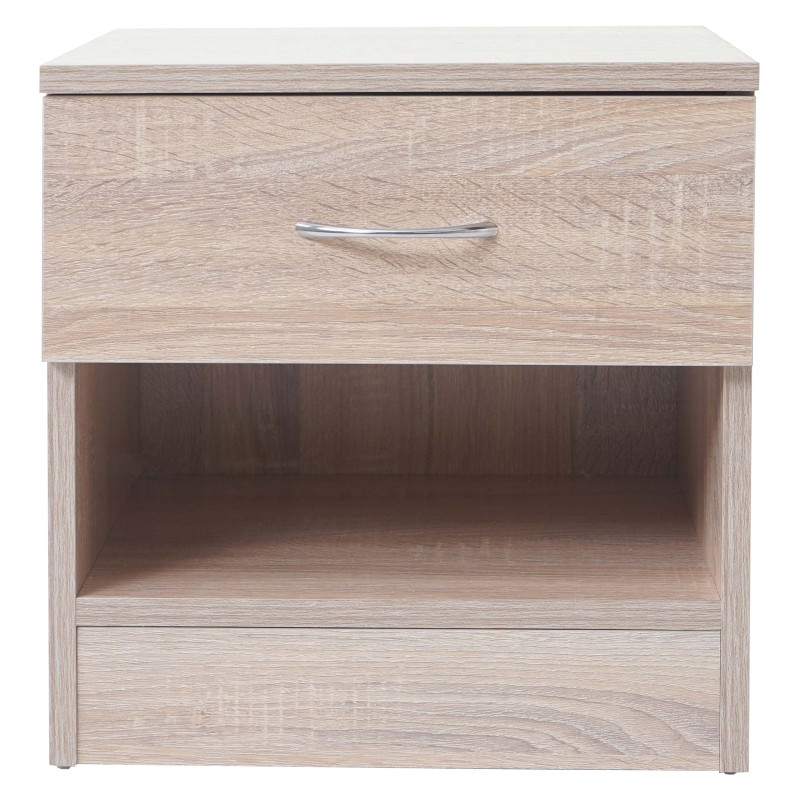 Commode Reno, Aarhus, table de chevet / nuit, 1 tiroir 41x40x35cm - aspect chêne