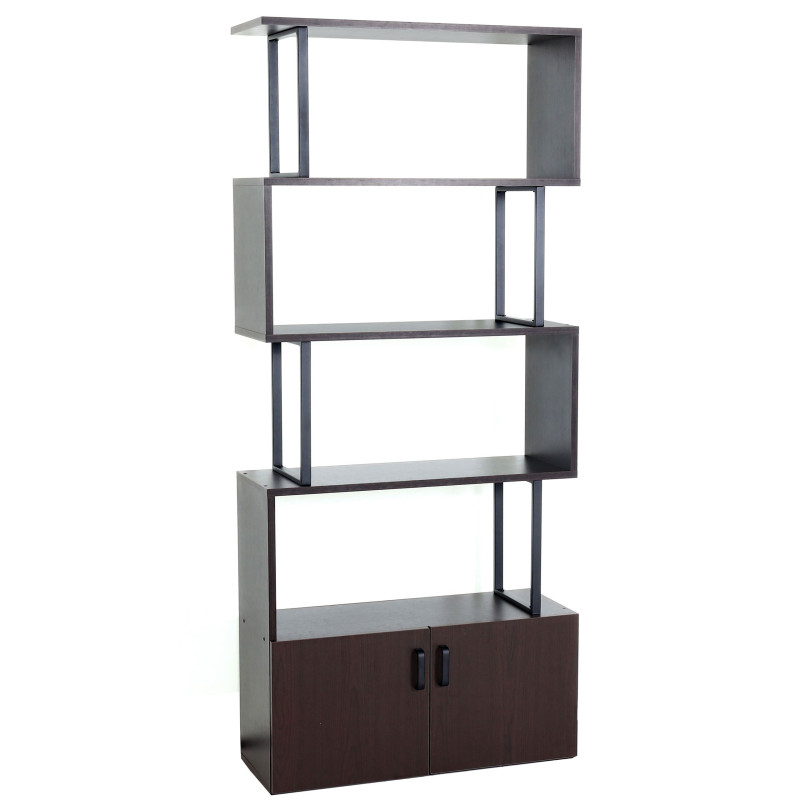 Bibliothèque étagère sur pied séparateur de pièce, compartiment de rangement avec porte 183x80cm structure 3D - brun foncé