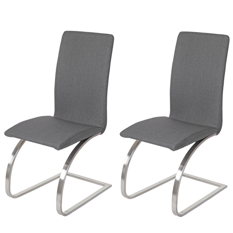 2x chaise de salle à manger Nord, chaise cantilever, fauteuil, tissu, gris