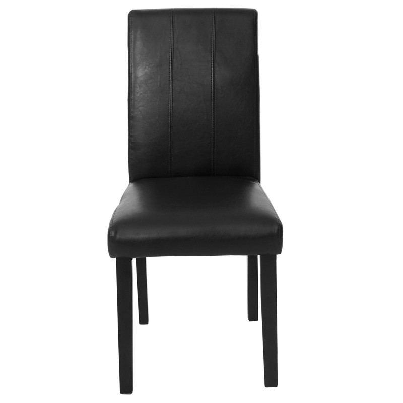 4x chaise de salle à manger Florina, fauteuil - similicuir noir, pieds foncés