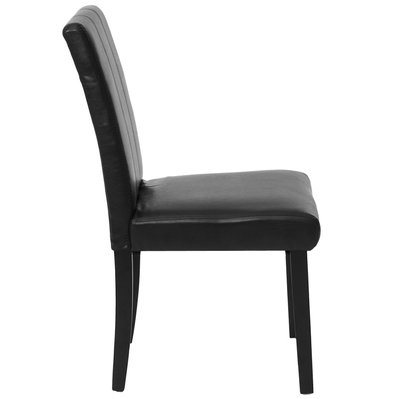 4x chaise de salle à manger Florina, fauteuil - similicuir noir, pieds foncés