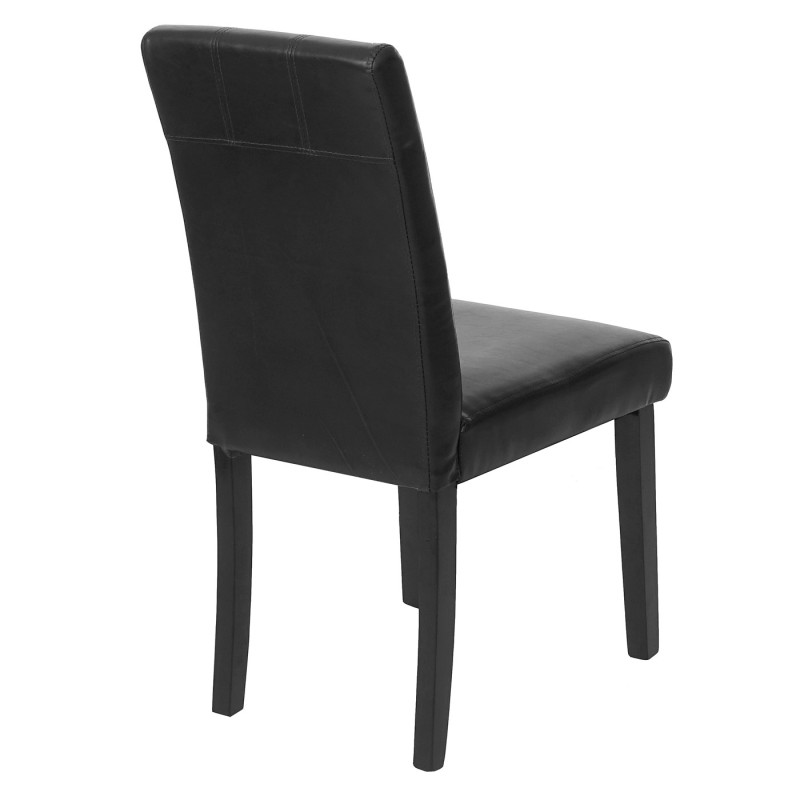 4x chaise de salle à manger Florina, fauteuil - similicuir noir, pieds foncés