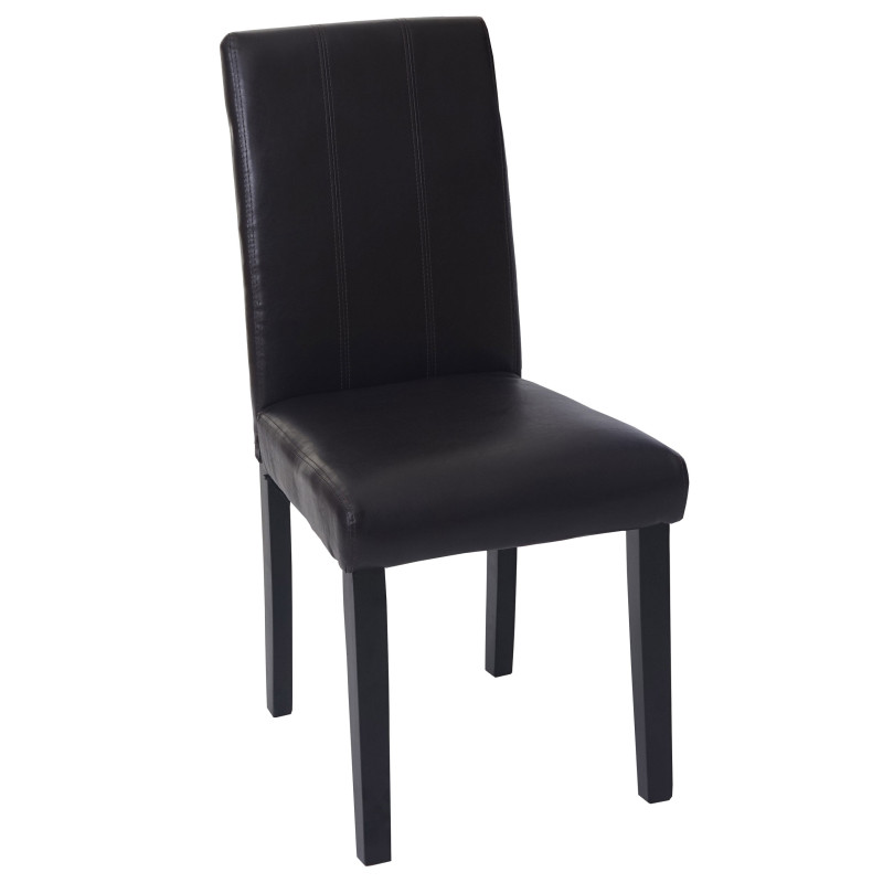 2x chaise de salle à manger Florina, fauteuil - similicuir marron, pieds foncés