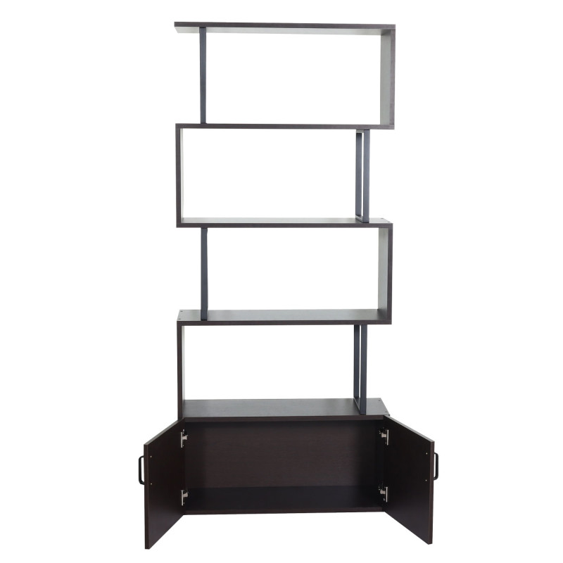 Bibliothèque étagère sur pied séparateur de pièce, compartiment de rangement avec porte 183x80cm structure 3D - brun foncé