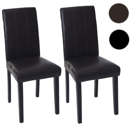 2x chaise de salle à manger Florina, fauteuil - similicuir noir, pieds foncés