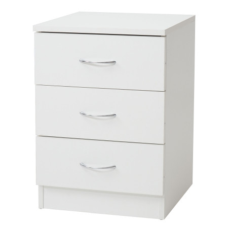 Commode, Aarhus, table de chevet / nuit, 3 tiroirs 56x40x35cm - blanc