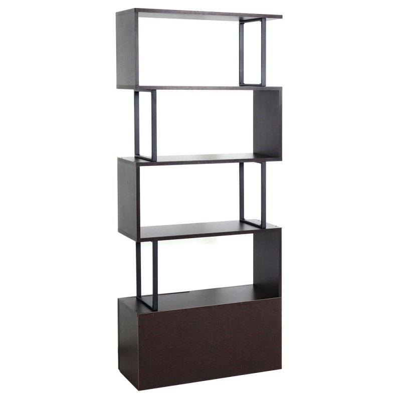 Bibliothèque étagère sur pied séparateur de pièce, compartiment de rangement avec porte 183x80cm structure 3D - brun foncé