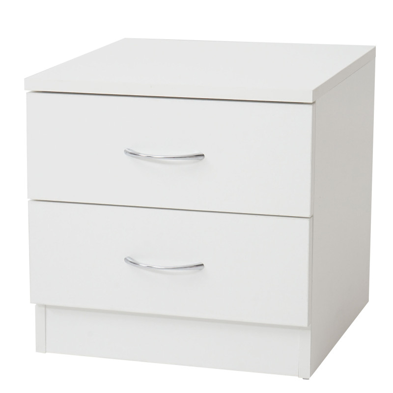 Commode Reno, Aarhus, table de chevet / nuit, 2 tiroirs 41x40x35cm - blanc