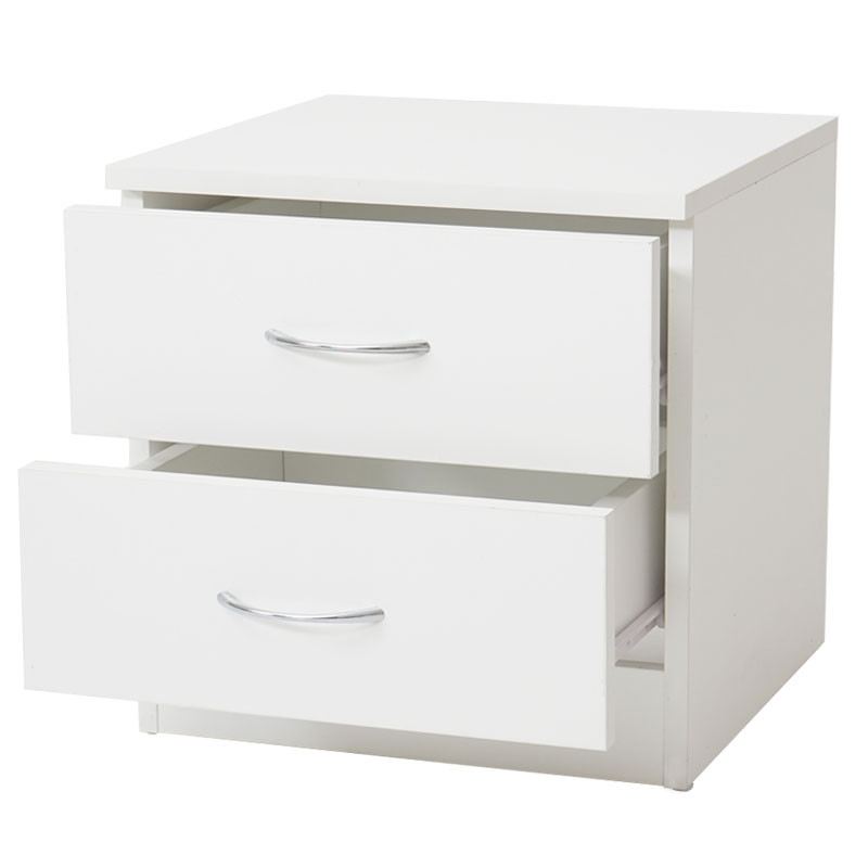 Commode Reno, Aarhus, table de chevet / nuit, 2 tiroirs 41x40x35cm - blanc