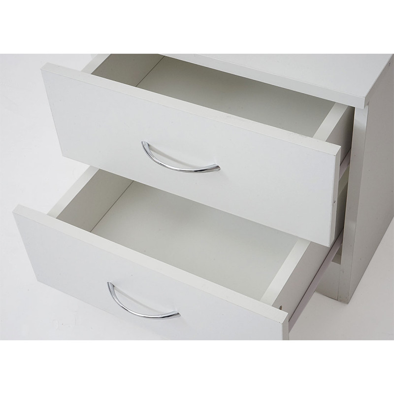 Commode Reno, Aarhus, table de chevet / nuit, 2 tiroirs 41x40x35cm - blanc